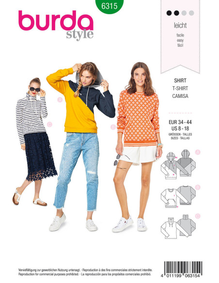 T-Shirt-Schnittmuster - Burda 6315