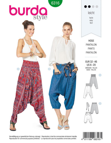 Hosenmuster - Burda 6316