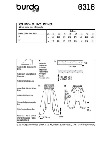 Hosenmuster - Burda 6316