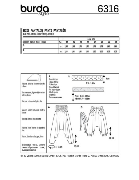Hosenmuster - Burda 6316