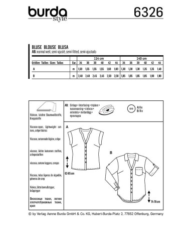 Blusenschnittmuster - Burda 6326