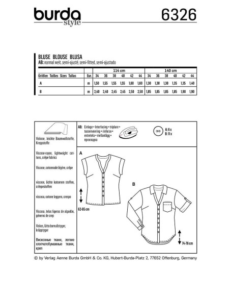 Blusenschnittmuster - Burda 6326