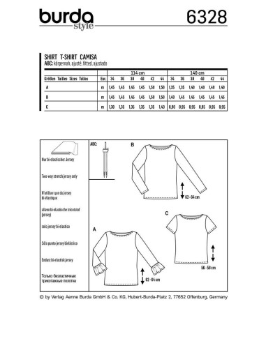 T-Shirt-Schnittmuster - Burda 6328