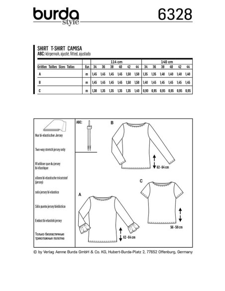 T-Shirt-Schnittmuster - Burda 6328