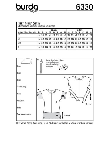 T-Shirt-Schnittmuster - Burda 6330