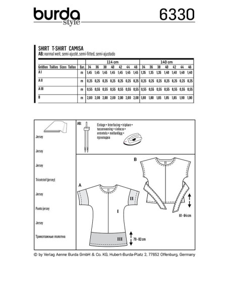 T-Shirt-Schnittmuster - Burda 6330