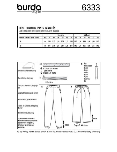 Hosenmuster - Burda 6333