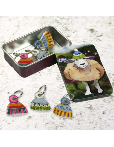 Set mit 6 Maschenmarkierern - Schaf und Mütze