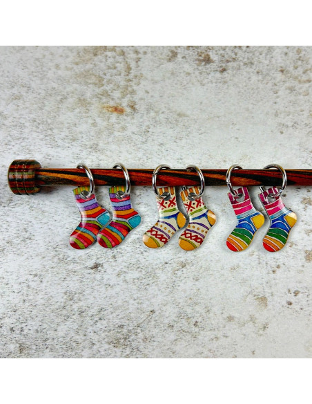 Set de 6 anneaux marqueurs de maille - Tricoteuse et chaussette
