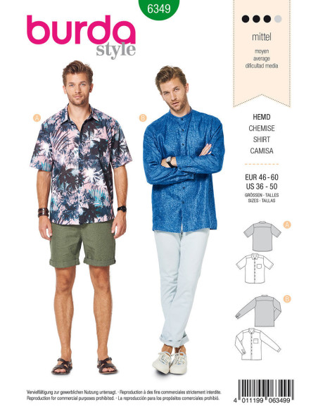 Hemd-Schnittmuster - Burda 6349