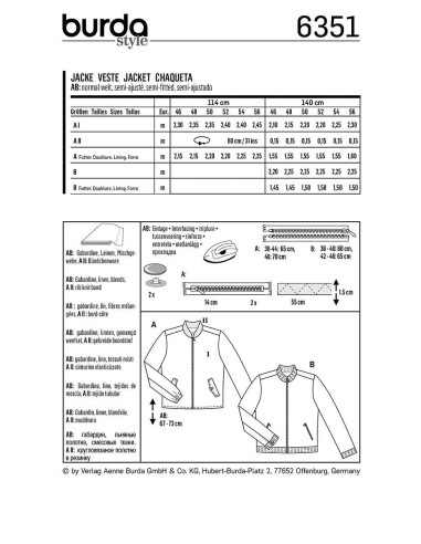 Jackenschnittmuster - Burda 6351