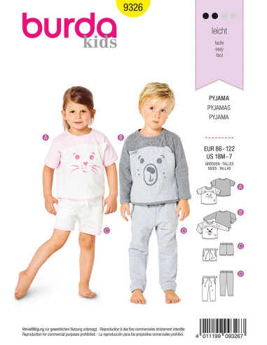 Pyjama-Schnittmuster - Burda 9326