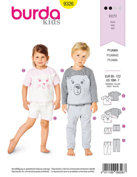 Pyjama-Schnittmuster - Burda 9326