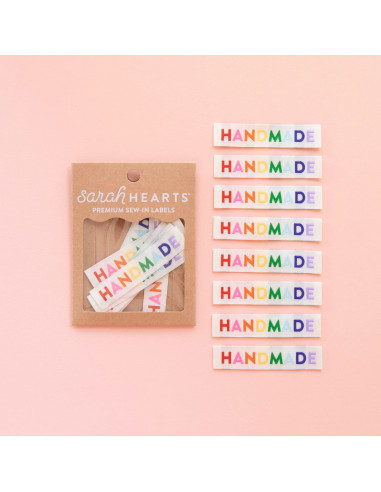 Set von 8 gewebten Etiketten - Handmade Regenbogen