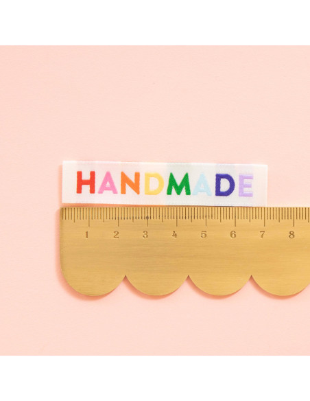 Set von 8 gewebten Etiketten - Handmade Regenbogen