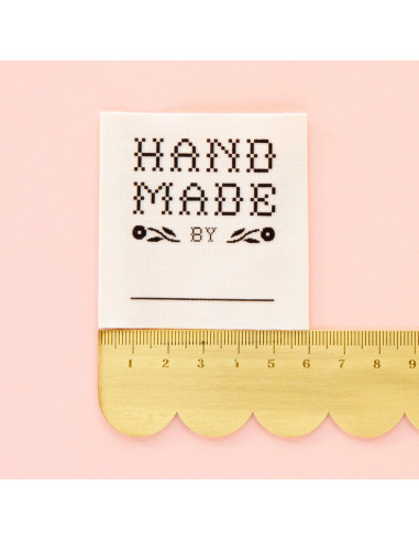 Satz von 4 gewebten Etiketten - Hand Made By