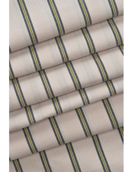 Gestreifter Baumwollstoff Weave Line Milky Clay - Atelier Brunette