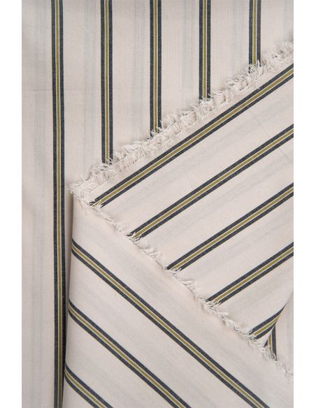 Gestreifter Baumwollstoff Weave Line Milky Clay - Atelier Brunette