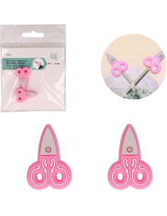 Maschenstopper für Stricknadeln - Rosa Schere