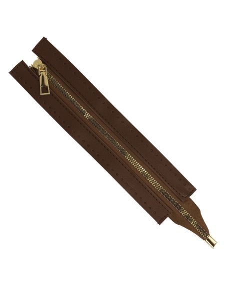 Spezialreißverschluss für Kunstledersack 30 cm - Braun
