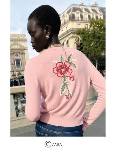 Blumenaufnäher mit Perlen zum Aufnähen XL - Braun