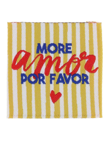 Satz von 4 Aufnähetiketten - More amor por favor