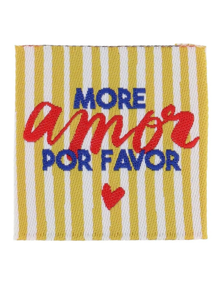 Satz von 4 Aufnähetiketten - More amor por favor