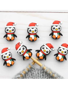 Maschenstopper für Stricknadeln - Weihnachts-Pinguine 2