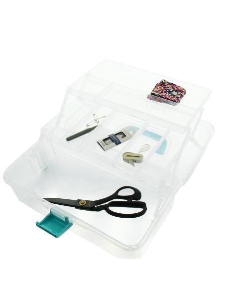 Transparente Nähbox mit 3 Ebenen