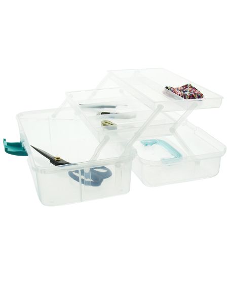 Transparente Nähbox mit 3 Ebenen
