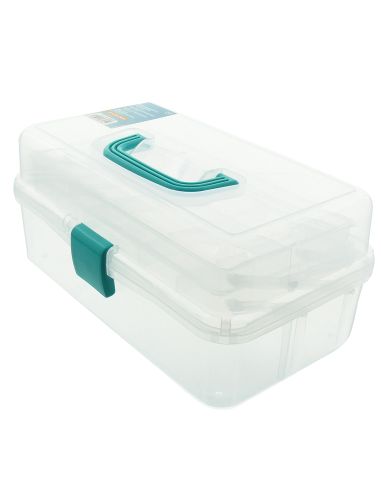 Transparente Nähbox mit 3 Ebenen