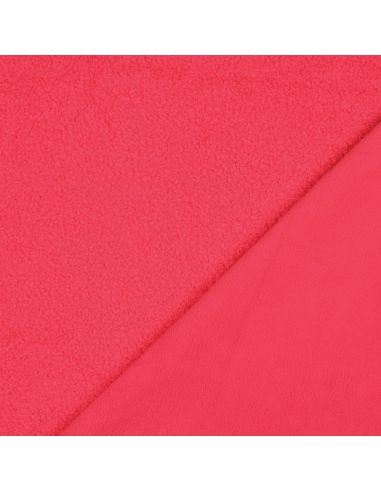 Doppelseitiger Teddy-Fleece-Stoff - Neonrosa