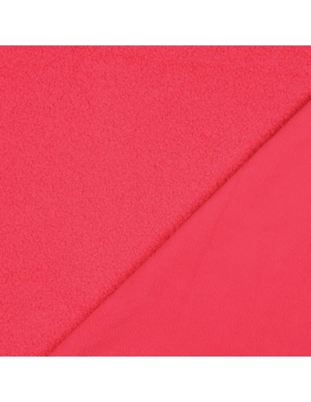 Doppelseitiger Teddy-Fleece-Stoff - Neonrosa