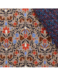 Gesteppter Baumwollstoff Lafleur - Beige und Blau