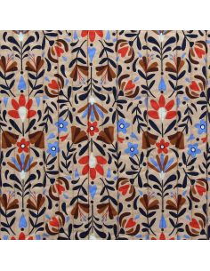 Gesteppter Baumwollstoff Lafleur - Beige und Blau 2