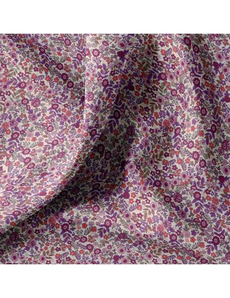 Baumwoll-Popeline-Stoff - Barbara in Ecru und Violett
