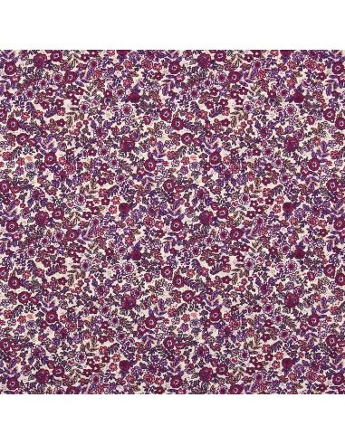 Baumwoll-Popeline-Stoff - Barbara in Ecru und Violett