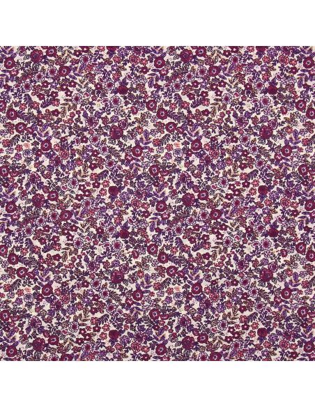 Baumwoll-Popeline-Stoff - Barbara in Ecru und Violett