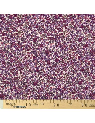 Baumwoll-Popeline-Stoff - Barbara in Ecru und Violett