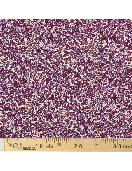 Baumwoll-Popeline-Stoff - Barbara in Ecru und Violett