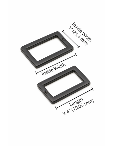Set aus 2 rechteckigen Schlaufen 19 x 25 mm schwarz