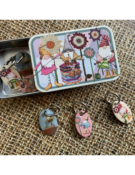 Set mit 6 Maschenmarkierern - Gnom und Blume