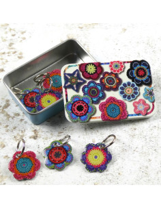 Set mit 6 Maschenmarkierern - Blumenmuster
