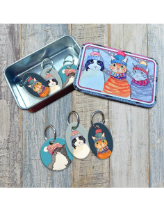 Set mit 6 Maschenmarkierern - Katze und Mütze