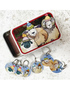 Set mit 6 Maschenmarkierern - Glückliches Schaf