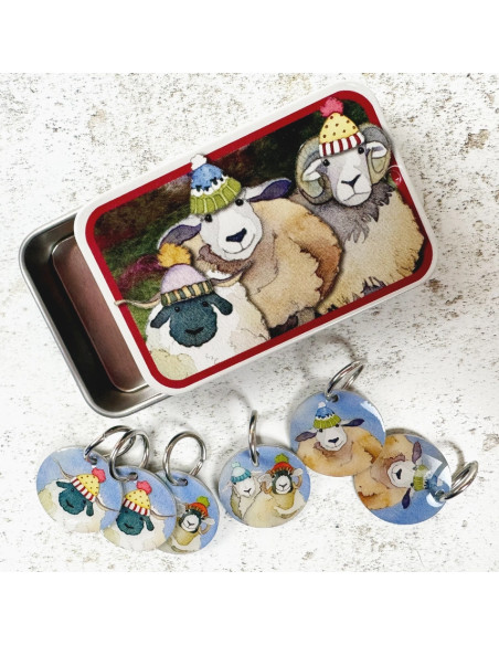 Set mit 6 Maschenmarkierern - Glückliches Schaf