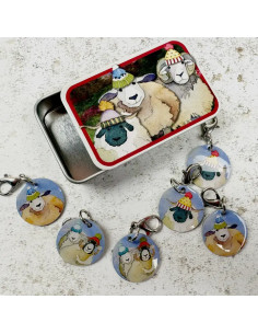 Set mit 6 offenen Maschenmarkierern - Glückliches Schaf