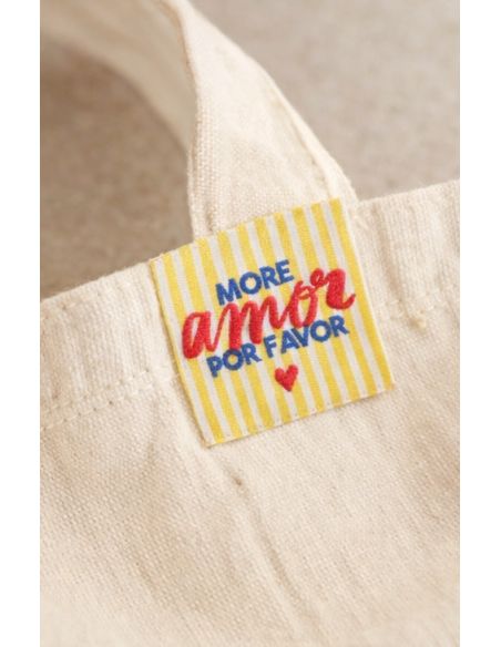 Satz von 4 Aufnähetiketten - More amor por favor