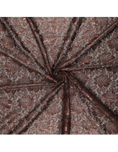 Metallisierte Spitzenstoff Lisa - Schokolade