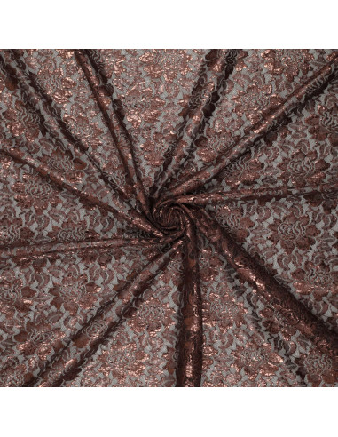 Metallisierte Spitzenstoff Lisa - Schokolade